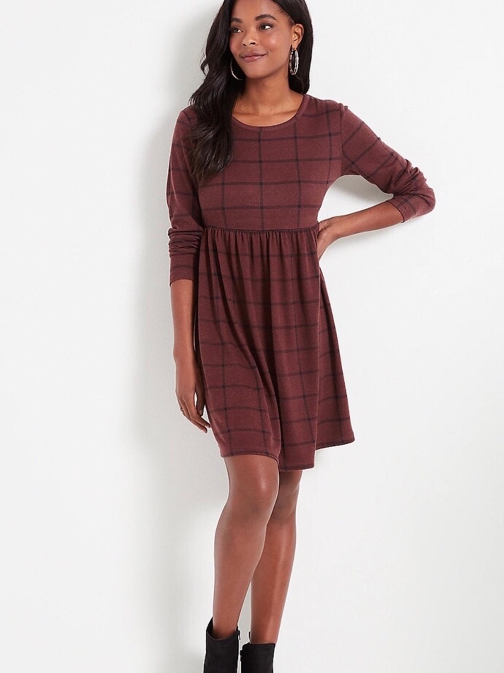 Maurice’s Window Pane Baby Doll Dress Boyfriend Plaid Women’s Sz XL NWT